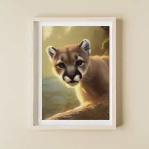Poster Mountain Cougar Wildlife Portrait