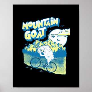 Poster Mountain Goat Funny Mountain Biking Goat Biker Vin