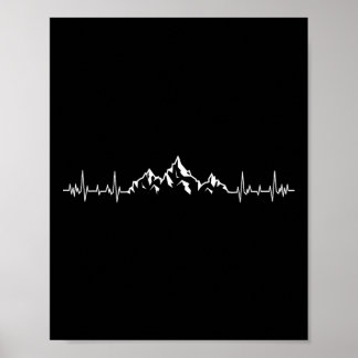 Poster Mountain Hiking - Pulse Heartbeat Hiker Climber Mo