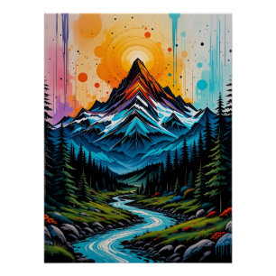 Poster Mountain Majesty: Nature-Inspired Graffit