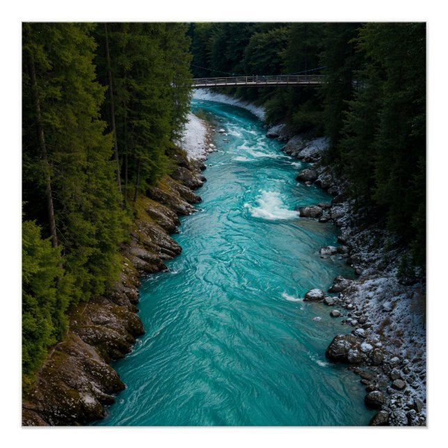 Poster Mountain River Landscape (Devant)