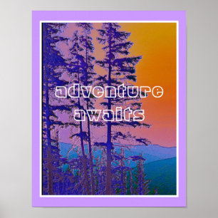 Poster mountain scene adventure attend le texte citation