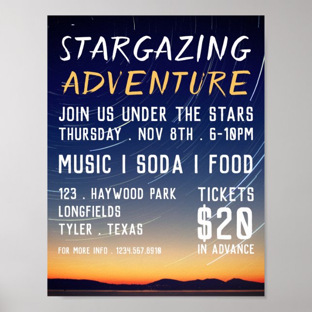 Poster Mountain Stars, Planetarium Event Publicité (Devant)