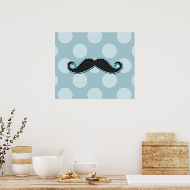 Poster Moustache Bleue, Moustache Curl, Stache, Pois (Cuisine)