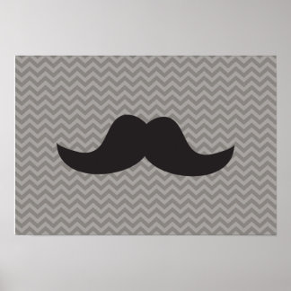 Poster Moustache sur chevron gris arrière - plan