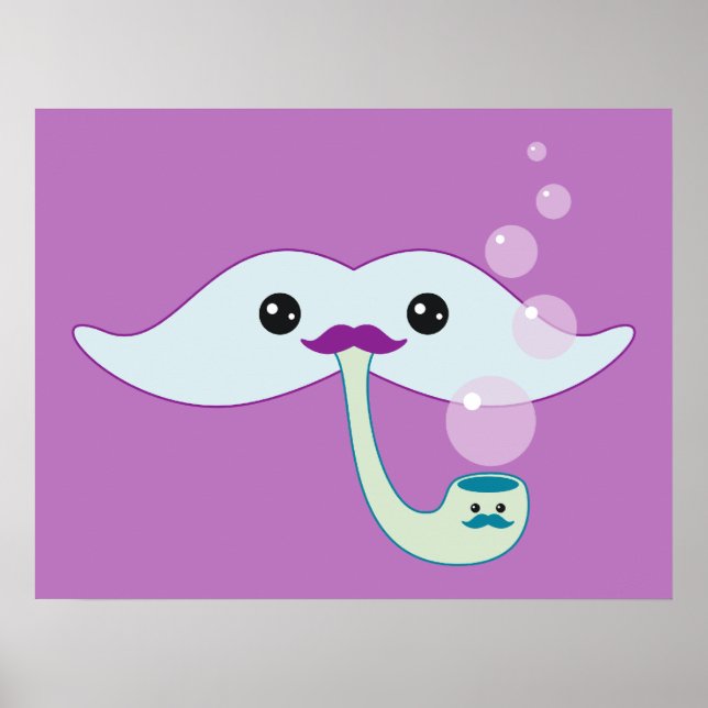 Poster Moustache violette (Devant)