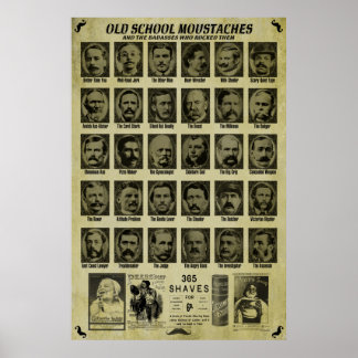 Poster Moustaches de la vieille école - Bon Humour pour l