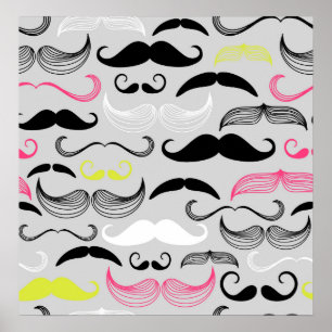 Poster Moustaches roses, jaunes et noires