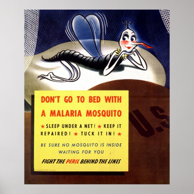 Poster Moustique du paludisme 2ème guerre mondiale (Devant)