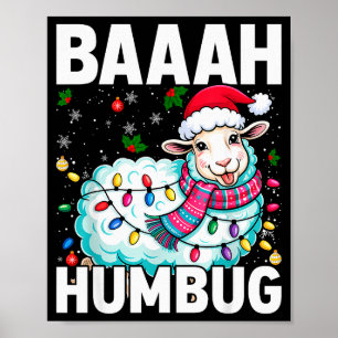 Poster Mouton Bah Humbug Lumières Noël Drôle Anti Noël
