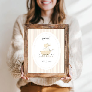 Poster Mouton Beige Mignon Douce Date de Naissance de la