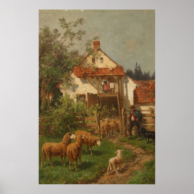 Poster Mouton, Berger à la ferme (Devant)
