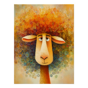 Poster Mouton coloré - Illustration fantaisiste