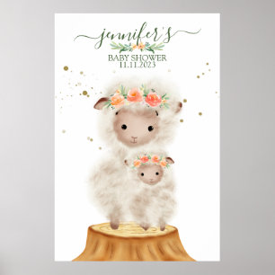 Poster Mouton de la forêt animal bébé doux avec maman