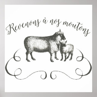 Poster Mouton Ferme Funny Expression française Style Vint