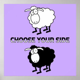 Poster mouton noir et blanc