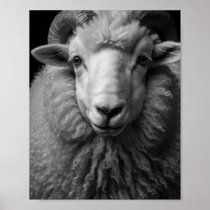 Poster Mouton noir et blanc - Œuvre d'art murale
