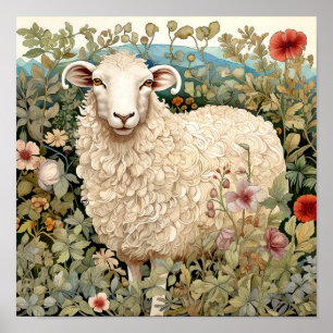 Poster Moutons dans la peinture des prés