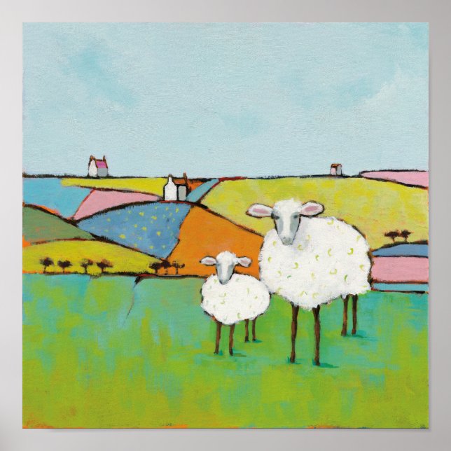Poster Moutons dans le pré (Devant)