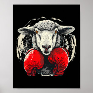 Poster Moutons de boxe avec gants de boxe Kickboxing Drôl