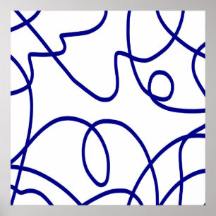 Poster Mouvement : Line Art en bleu et blanc