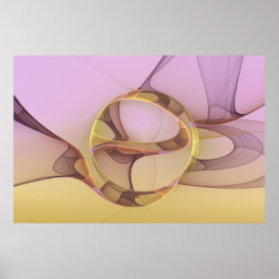 Poster Mouvements Abstraits Art Fractal Moderne Rose Doré