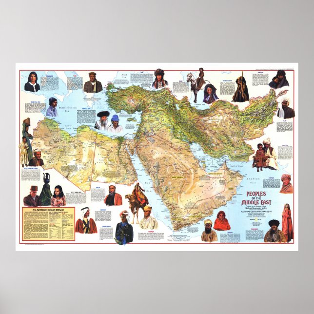 Poster " Moyen-Orient : 1972 Carte des peuples et des cul (Devant)