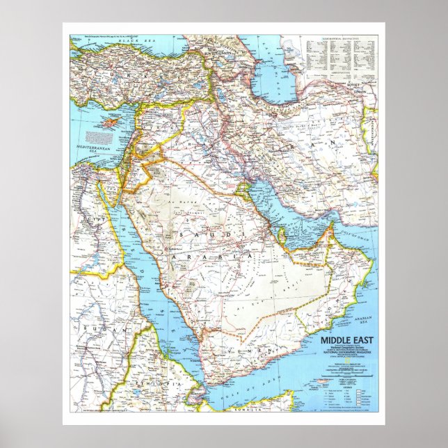 Poster " Moyen-Orient : 1991 Carte détaillée ... (Devant)