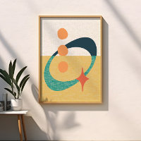 Moyen Siècle Atomique Abstrait Jaune, Orange, Turq