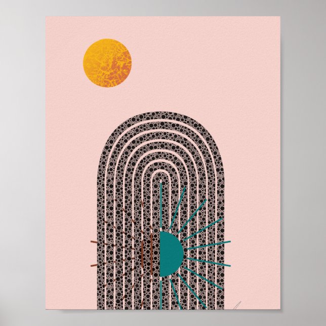 Poster Moyenne siècle Mondern Abstrait géométrique (Devant)