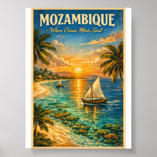 Poster Mozambique Paradis – Voyages à l'ancienne