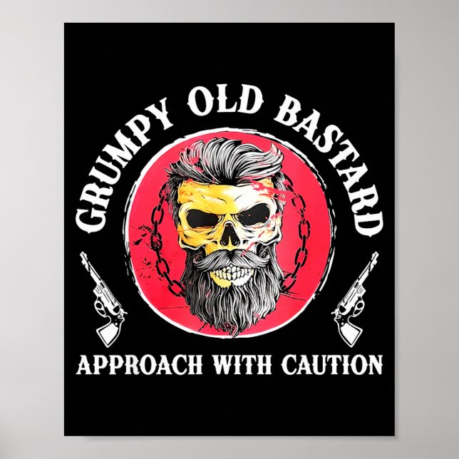 Poster Mpy Old Approach With Caution Beard Skull Barber  (Devant)
