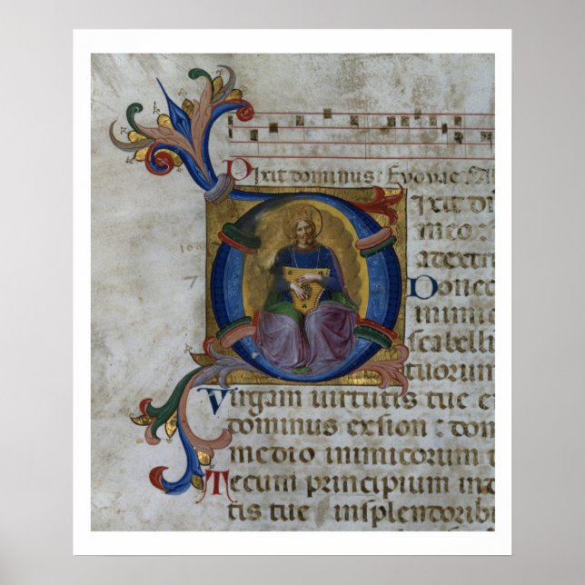 Poster Ms 531 f.169v Historiated initial 'D' depicting Ki (Devant)