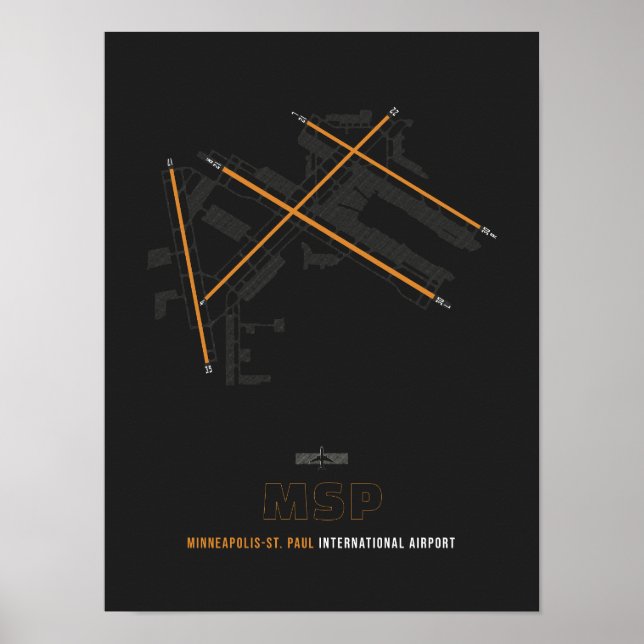 Poster MSP - Diagramme de piste de l'aéroport de Minneapo (Devant)