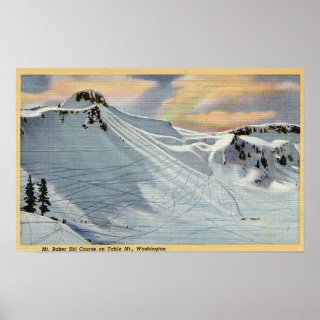 Poster Mt. Baker, Washington - Vue du ski de Mt. Baker (Devant)