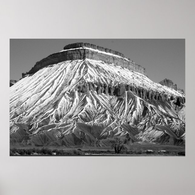 Poster Mt Garfield en hiver Photo noir et blanc (Devant)