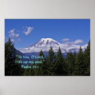 Poster Mt Rainier dans le brouillard avec versets d'écrit