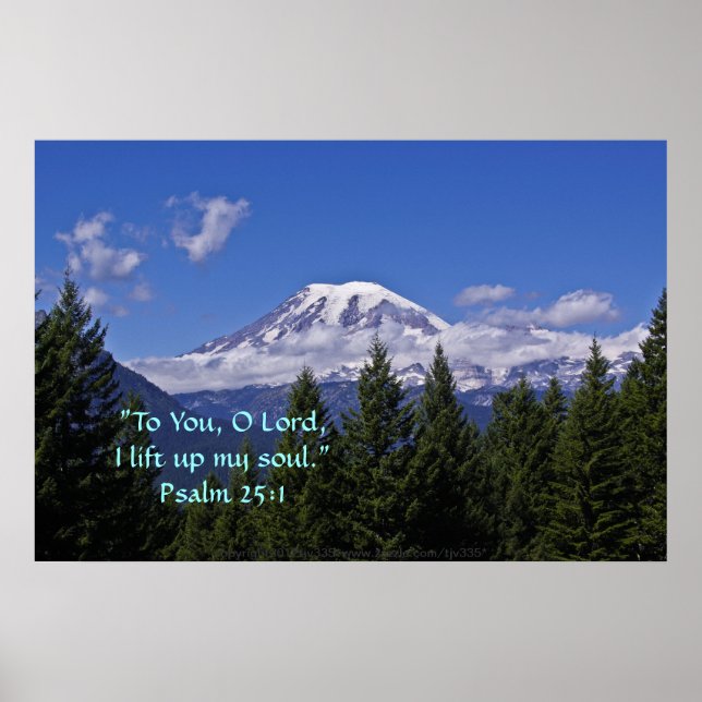 Poster Mt Rainier dans le brouillard avec versets d'écrit (Devant)