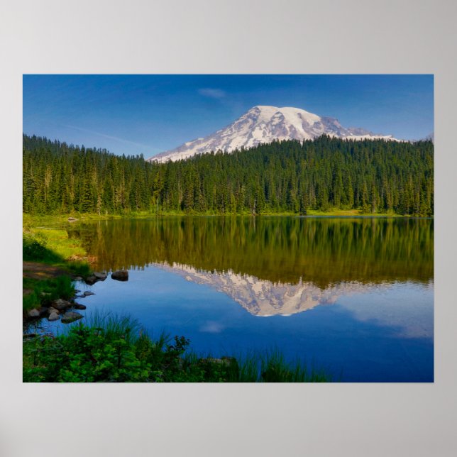 Poster Mt. Rainier et Reflection Lake (Devant)