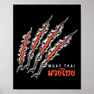 Poster Muay Thai Griffe de Tigre Combat de Rue Mma Kickbo