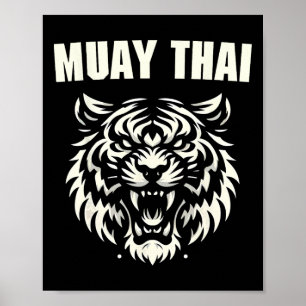 Poster Muay Thai Mma Combat Tatouage Tigre Rugir Kickboxi