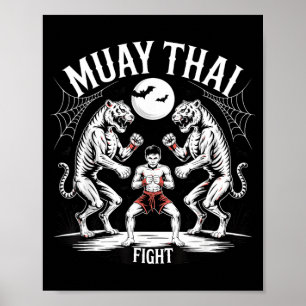 Poster Muay Thai Sak Yant Tigre Halloween Kick Boxing MMA