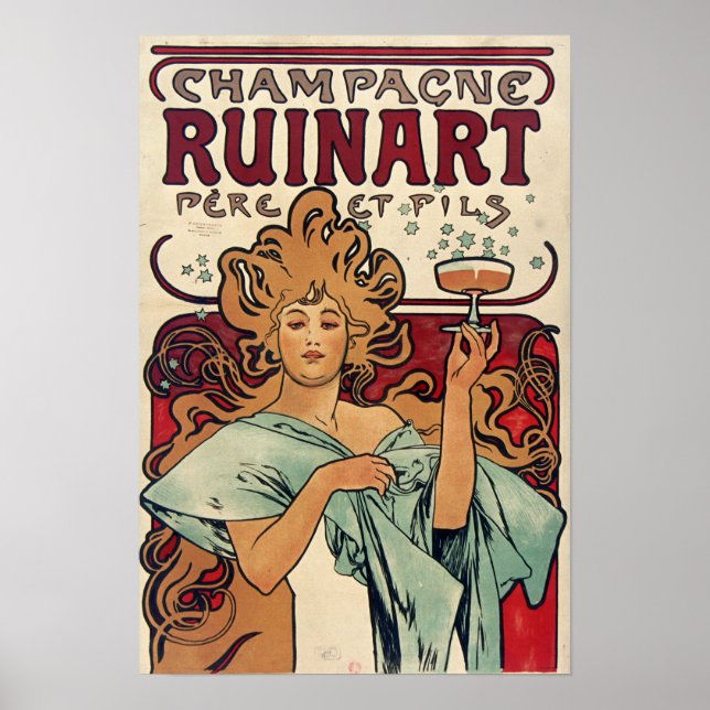 Poster Mucha - Champagne (Devant)