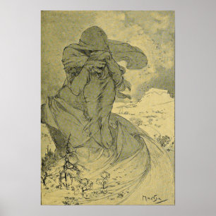 Poster Mucha - Février Cocorico