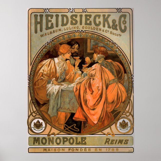 Poster Mucha - Heidsieck And Co 1901 (Devant)