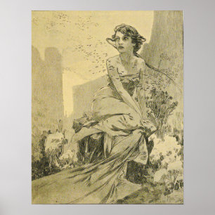 Poster Mucha - Octobre Cocorico