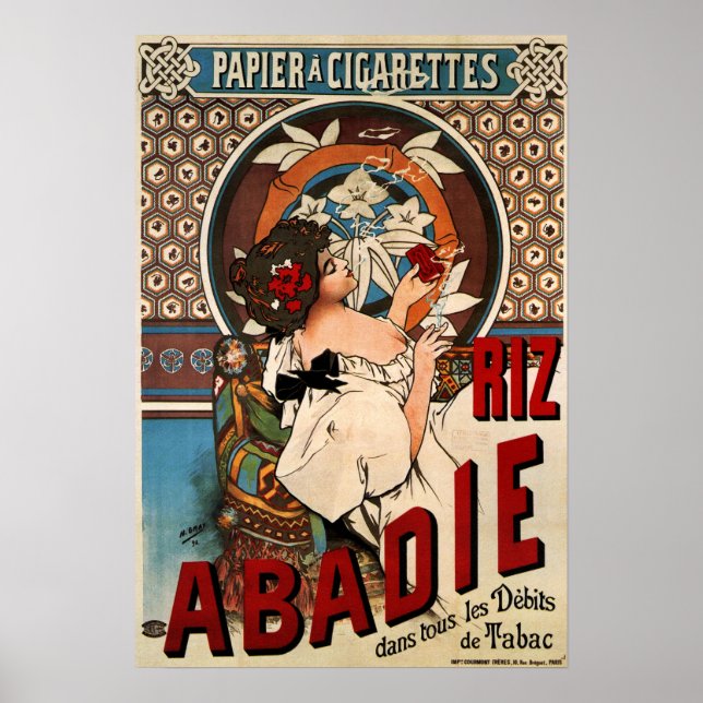 Poster Mucha - Papier à rouler à cigarettes Abadie 1898 (Devant)