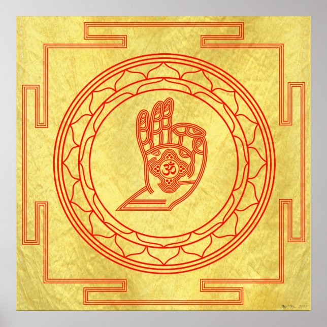 Poster Mudra Om Mandala Classic Saffron (Devant)