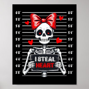 Poster Mugshot de squelette Je vole des cœurs Saint-Valen
