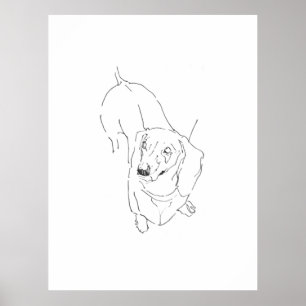 Poster Muguet Chien Sausage Mignon – Dessin au trait Doxi